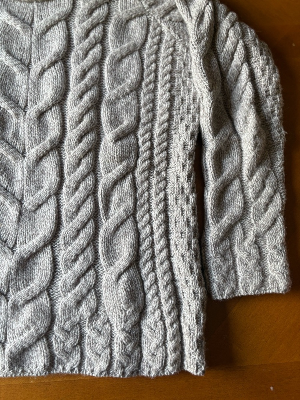 Aran Crafts Sweater Women Medium Gray Merino Wool Cable Knit Fisherman Ireland - Picture 11 of 11